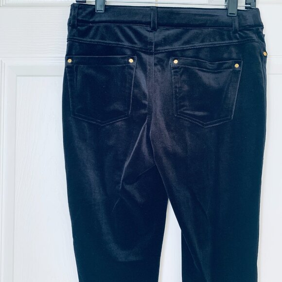 VELVET Womans Jean Style Leggings Lucious Black Gold Grommets Buttons Pants Sz8 - Picture 2 of 7